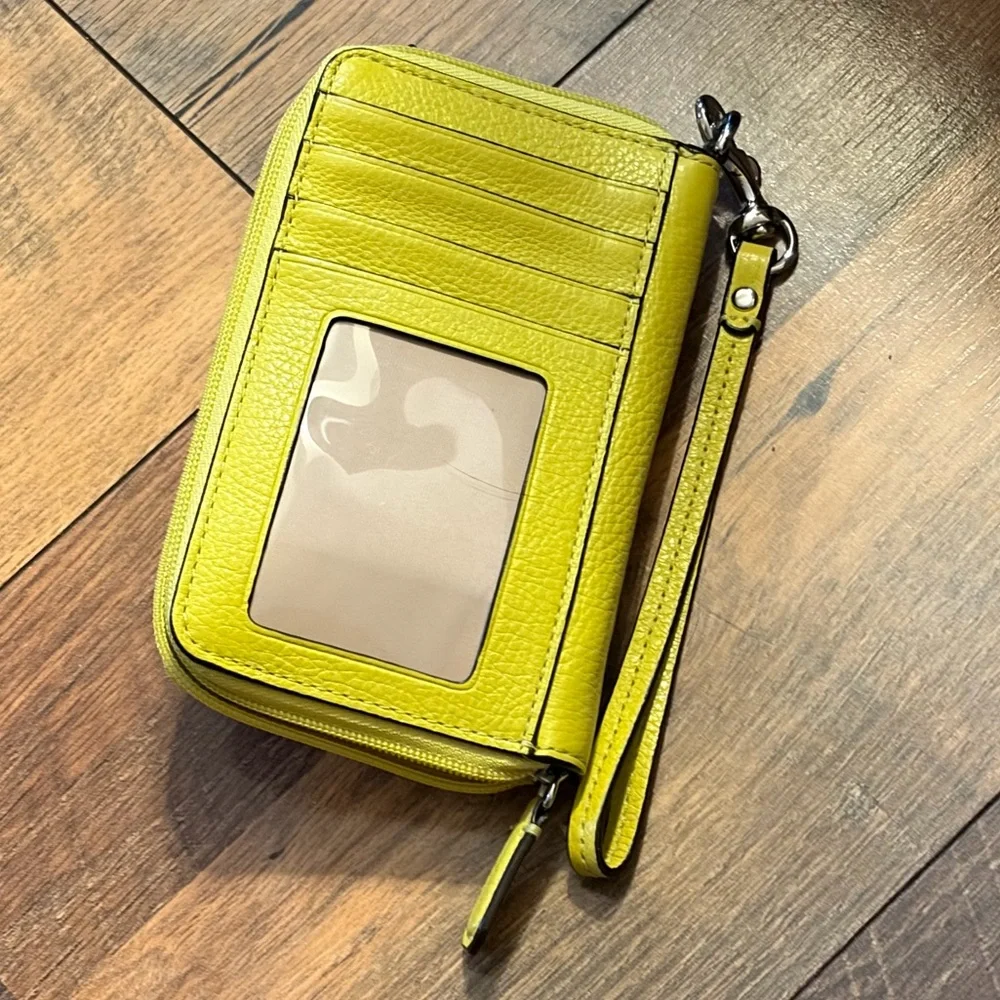 COACH Yellow Leather Wristlet Phone Case